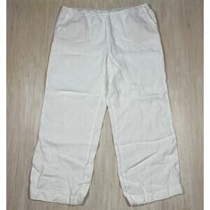 J Jill Love Linen White Wide Leg Pull On Casual Vacation Coastal Chic Pants XL